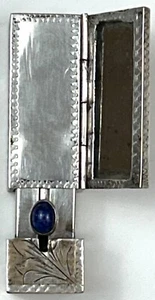 ✅Vintage Fancy Ornate 800 Silver Lapis Lipstick Tube Case Jal Italy CLEAN - Picture 1 of 16