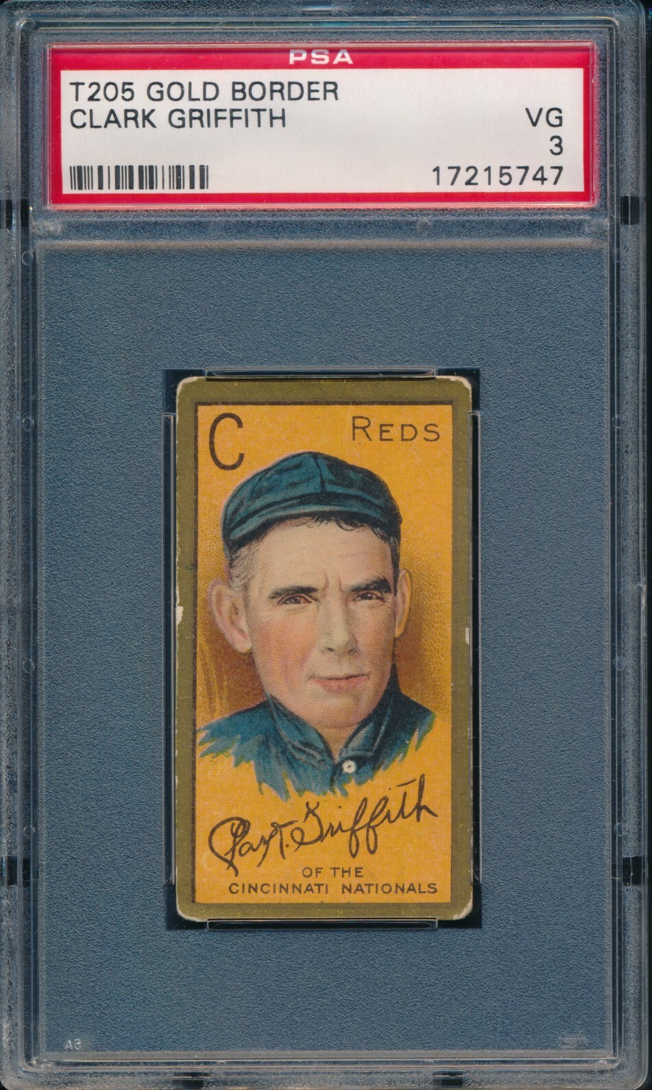1911 T205 Sweet Caporal Baseball Clark Griffith PSA 3 REDS VG HOF