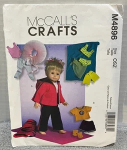 McCalls Artesanía Moda Muñeca 18 pulgadas Conjunto Accesorios Costura Patrón 4896 Sin Cortar - Imagen 1 de 4