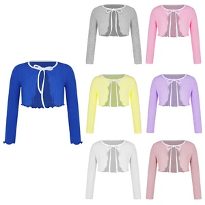 Girls Cardigan Yoga Shrugs Elegant Crop Top Exercise Bolero Soft Sweaters Dance - Picture 1 of 66