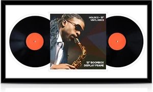 1 Pack 16x30 Inches Black Double Vinyl Record Frame with Double white white - Picture 1 of 7