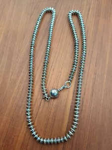 Amerikanische Ureinwohner Navajo YH Sterlingsilber Bank Perlen Halskette - Bild 1 von 7