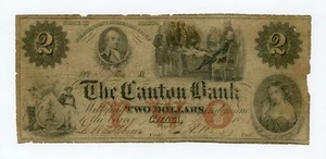 1855 $2 The Canton Bank - China, MAINE Note w/ Signing of Declaration Vignette! - Picture 1 of 2