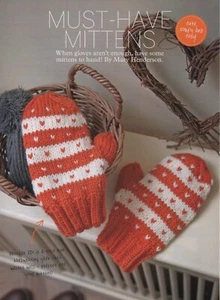 STRIPED MITTENS - Knitting Pattern - MARY HENDERSON/ CASCADE 220 ARAN - Picture 1 of 4