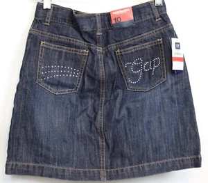 Y2K Gap Girls Superlastic Denim Skirt sz 10 NWT Adjustable Waist Jean Pockets - Picture 1 of 5