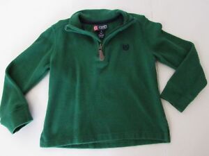 CHAPS Toddlers Boy's Green Cotton Long Sleeve 1/2 Zip Pullover Shirt, size 4