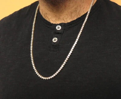 22Ct Simulated D/VVS1 Diamond Tennis Necklace Chain 14k Yellow Gold Over 3mm 22" - Image 1 of 4