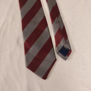 SULKA England Silk Neck Tie Red Gray Stripe Approximately 3" x 58" Reinforced