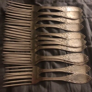 Rare Set Of 12 Near Mint Coin Silver John Cook Dinner Forks 7-5/8" 1855 New York - Picture 1 of 9