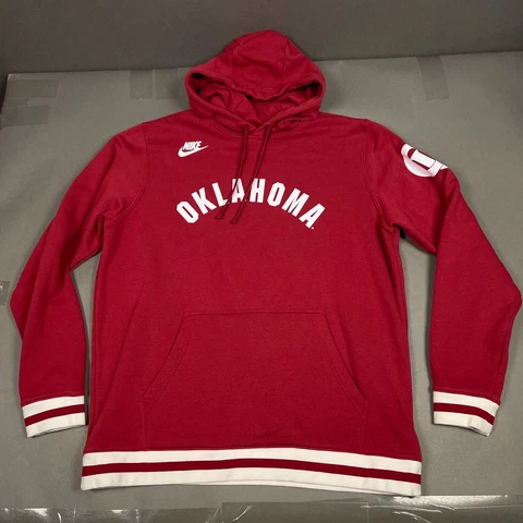 Oklahoma Sooners Hoodie Mens XL Red Nike Retro Fleece Pullover Sweatshirt Boomer Cover