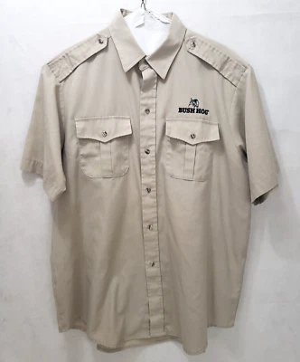 Bush Hog Mowers Dealer Button Front Khaki Shirt Large - Lawn Forestry Employee - Image 1 of 4