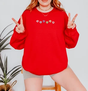 Embroidered Cute Valentine's Day Sweatshirts, Conversation Hearts, Gifts For Her - Picture 1 of 31