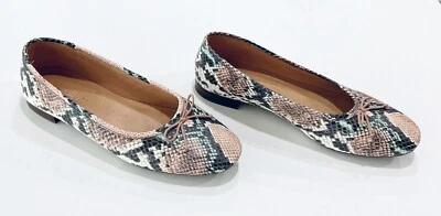 Zapatos planos de ballet MADEWELL para mujer de cuero The Adelle 7,5 piel de serpiente estampado lazo Foto 1 de 4