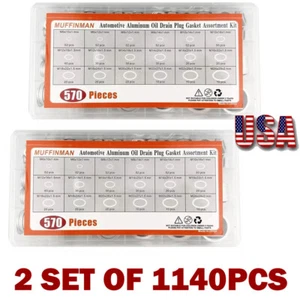 2Set- 570Pcs 18-Size Oil Drain Plug Gaskets Assortment Kit, Oil Crush Washers US - Picture 1 of 9