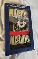 True Religion 3 Premium Cotton Stretch Boxer Briefs w/Fly L Black Red Paisley