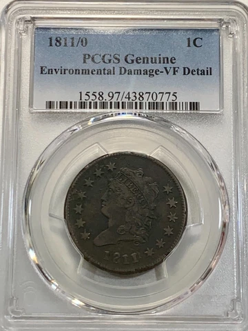 1811/0  CLASSIC HEAD LARGE CENT  PCGS  VF DETAILS   KEY DATE Cover