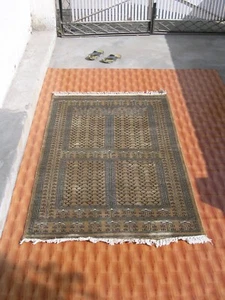 Camel Color Wool Carpet Oriental 4x6 Geometric Design Rug Afghan Hand Knotted - Picture 1 of 4