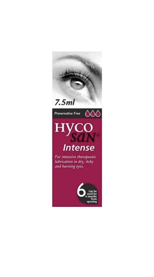 Hycosan Intense Lubricating Eye Drops - 7.5ml Long Exp Brand New Long Expiry