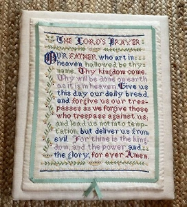 COMPLETED  Counted Cross Stitch “The Lord’s Prayer” VTG Sampler, 18” X 21.5 - Picture 1 of 23
