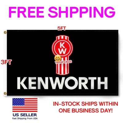 Kenworth Flag TRUCK 3x5 FT Man Cave Garage RUMPUS SEMI Trailer  BANNER - Image 1 of 4
