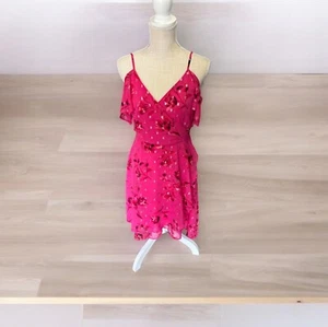 White House Black Market Party Cruise Dress Pink Shoulder Ruffle Blouson Sz 2 - Picture 1 of 7