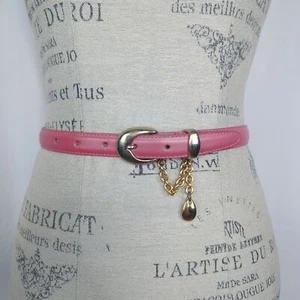 Vintage Talbots Pink Leather Belt Small Skinny Gold - Picture 1 of 10