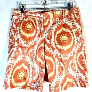 J Crew Shorts Size 4 Floral orange Aztec Paisley Cotton Loud Golf J. Crew - Picture 1 of 6