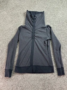 Lululemon In A Cinch Reversible Sweater Womens 4 Gray Striped Cowl Neck Ladies - Picture 1 of 17