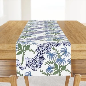Pastel Wildflower Pastel Bouquet Polka Dots Pearl Blue Printed Table Runner - Picture 1 of 5