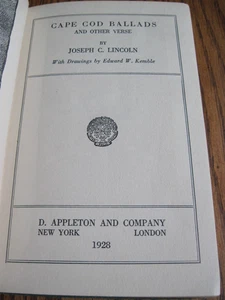 Cape Cod Ballads and Other Verse Joseph Lincoln HB Illustrated 1928 - Picture 1 of 13