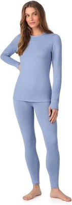 Conjunto feminino de camada de base térmica forrada de lã \u2013 camisa e leggings de manga comprida - Imagem 1 de 4