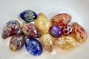 12 Large Handmade Blown Glass Swirl Lampwork Glass Beads (Murano Style) 1"-2" - Picture 1 of 5