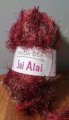 Moda Dea Jai Alai Yarn DAMSON Color #6532 Eyelash Acrylic - Image 1 of 3