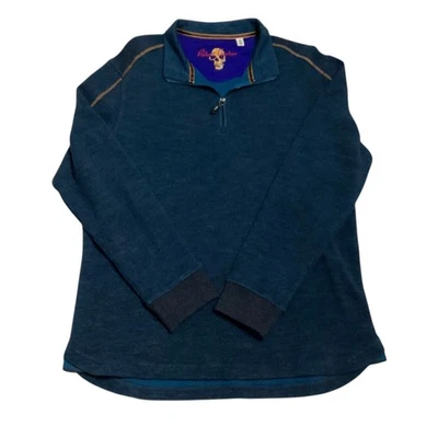 Robert Graham Hombre Azul 1/4 Cremallera Jersey Suéter Algodón Poliéster Mezcla Talla XL Foto 1 de 4