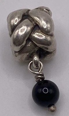 正品 Pandora S925 ALE SS 编织黑玛瑙吊坠 4.2 克 790388O — 第 1/3 张图片