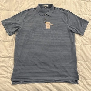 Peter Millar Summer Comfort Polo | Mens 2XL XXL | New Blue Striped Golf Shirt - Picture 1 of 6