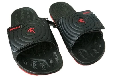 AND1 Men’s Athletic Adjustable Swirl Slide Sandals. Size 9 Black  - Image 1 of 4