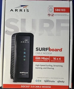ARRIS SURFboard SB6183 DOCSIS 3.0 Cable Modem - BLACK NEW OPEN BOX SHIPS FAST - Afbeelding 1 van 3