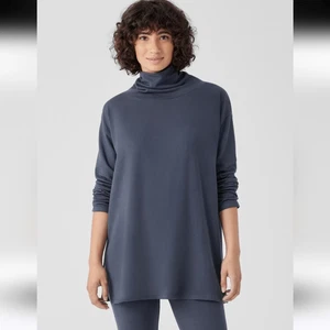 Eileen Fisher Langarm-Tunika Oberteil mit Trichterausschnitt Ash Größe PM - Bild 1 von 10