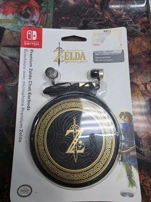 NEW SEALED Official Nintendo Switch ZELDA BOTW Premium Chat Earbuds + CASE RARE - Image 1 of 2