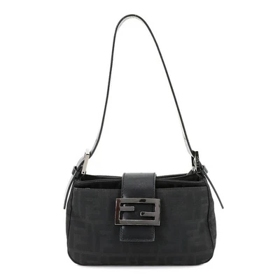 FENDI Zucca Mini Mamma Baguette Shoulder Bag Canvas Leather 8BR011 90289075 - Image 1 of 4