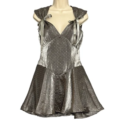 STORIA Womens Dress S Silver Sparkle Chiffon Fit Flare Holiday Cocktail Fairy - Image 1 of 4