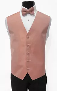 Men's Persimmon Perry Ellis Tuxedo Vest & Bow Tie Groom Spring Wedding Medium - Picture 1 of 2