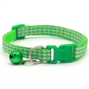 Collar Campana Safe Paws Estampado a Cuadros Gato/Perro Liberación Rápida, Verde Claro/Lima - Imagen 1 de 3