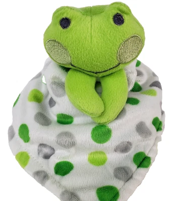 Manta de Seguridad Little Beginnings Frog Lovey Verde Blanco Sherpa Forma Triángulo Foto 1 de 4