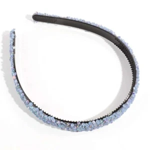 Casual Headband Rhinestone Decor Hair Plastic Hoop Blue Round Hair Accessory - Picture 1 of 4