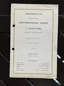 1932 SS Transylvania Mediterranean Cruise Passenger List - Cunard-Anchor Line - Picture 1 of 2