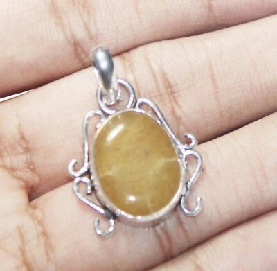 Piedras preciosas de calcita amarilla forma ovalada hechas a mano colgante joyería tamaño 1,5 pulgadas Foto 1 de 4