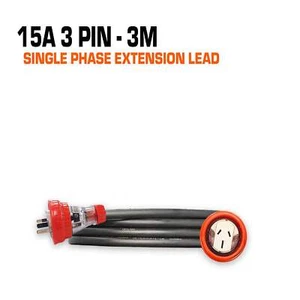 15 Amp 3M Extension Lead, Single Phase, 3 Flat Pin, 240V Heavy Duty 2.5mm² Flex - Picture 1 of 5