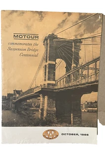 Motour Magazine Vintage 1966 Cincinnati Auto Club Suspension Bridge Cover Advert - Picture 1 of 7